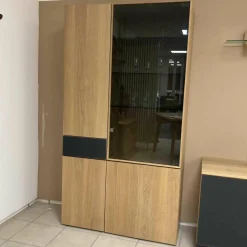 Wohnwand Elements B200 Eiche Massiv mit Beleuchtung