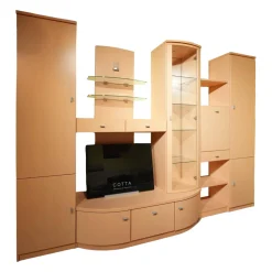 Wohnwand Evita Ahorn Light Griff Chrom Matt Ohne Fernseher