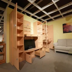 Wohnwand Evita Ahorn Light Griff Chrom Matt Ohne Fernseher