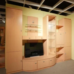 Wohnwand Evita Ahorn Light Griff Chrom Matt Ohne Fernseher