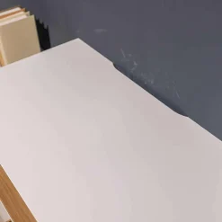 Wohnwand Fablo Balkeneiche Bianco Weiß Matt mit Beleuchtung