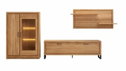 Wohnwand Farmingdale Light Eiche Natur Massiv Geölt mit Beleuchtung