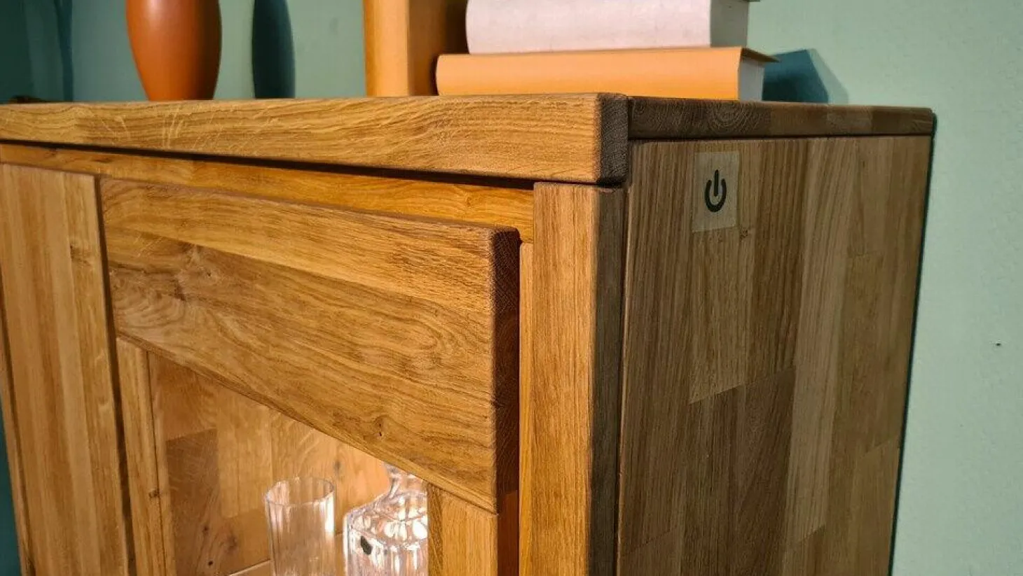 Wohnwand Farmingdale Light Eiche Natur Massiv Geölt mit Beleuchtung