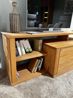 Wohnwand Faro Plus Kernbuche Geölt Inklusive LED Beleuchtung Und Kabeldurchlass