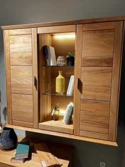 Wohnwand Faro Plus Kernbuche Geölt Inklusive LED Beleuchtung Und Kabeldurchlass