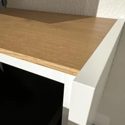 Wohnwand Fena Wohnen Lack Reinweiss Akzent Balkeneiche Mit Beleuchtung Und Funkfernbedienung