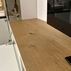 Wohnwand Fena Wohnen Lack Reinweiss Akzent Balkeneiche Mit Beleuchtung Und Funkfernbedienung