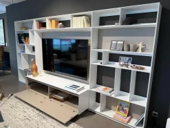 Wohnwand Flat C Lack Satiniert Gips Weiß Und Wüstenfarben Beige