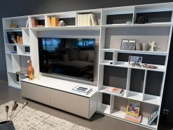 Wohnwand Flat C Lack Satiniert Gips Weiß Und Wüstenfarben Beige