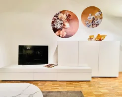 Wohnwand Format S2 Mattglas Und Echtlack Naturweiß