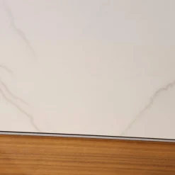 Wohnwand I ModulART Lowbaord Nussbaum Canaletto Wandregal Blu Vinca Dunkelblau Rückwand Marmor Calacatta