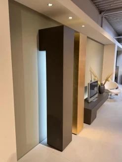 Wohnwand Inpiedi Lack Interno Metall Gold Lack Coffee Braun Inklusive LED Beleuchtung