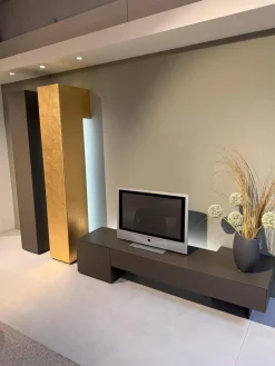 Wohnwand Inpiedi Lack Interno Metall Gold Lack Coffee Braun Inklusive LED Beleuchtung