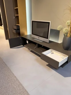 Wohnwand Inpiedi Lack Interno Metall Gold Lack Coffee Braun Inklusive LED Beleuchtung