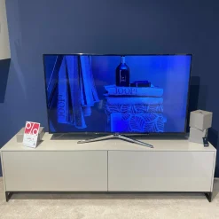 Wohnwand Joop Lack Kristallgrau Weiß Grau Kufen Metall Schwarz Inklusive Beleuchtung