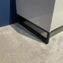 Wohnwand Joop Lack Kristallgrau Weiß Grau Kufen Metall Schwarz Inklusive Beleuchtung