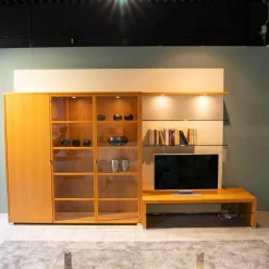 Wohnwand Kala Mit Phonobank Schrankteile Europäischer Kirschbaum Hell Paneele Lack Eierschale