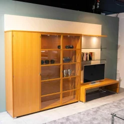 Wohnwand Kala Mit Phonobank Schrankteile Europäischer Kirschbaum Hell Paneele Lack Eierschale