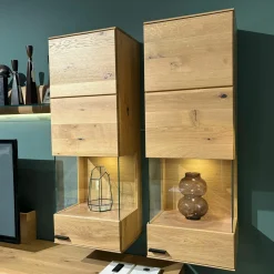 Wohnwand Kanto Asteiche Massiv Griffe Lack J6 Schwarz Matt