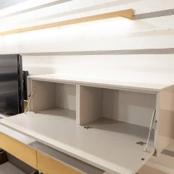 Wohnwand Kara Frame 73029 Lack 2 Grau Absetzung Asteiche Inklusive LED Strahler