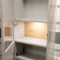 Wohnwand Kara Frame 73029 Lack 2 Grau Absetzung Asteiche Inklusive LED Strahler