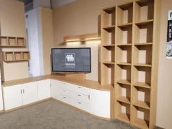 Wohnwand Kira Front Lack Crema Creme Korpus Eiche Sand Griff Chrom Inklusive Beleuchtung