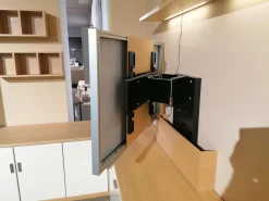 Wohnwand Kira Front Lack Crema Creme Korpus Eiche Sand Griff Chrom Inklusive Beleuchtung