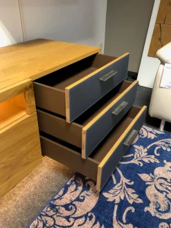 Wohnwand Kitzalm Solid Plus K050 Kernasteiche Natur Furniert Gebürstet Akzentglas Schiefer Grau Inklusive Beleuchtung