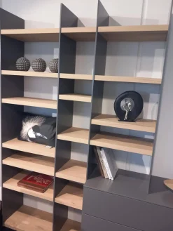 Wohnwand Kombination Cubo Und Scala Lack Onyxgrau Grau Regalböden Eiche Milk Astig Ohne Dekoration