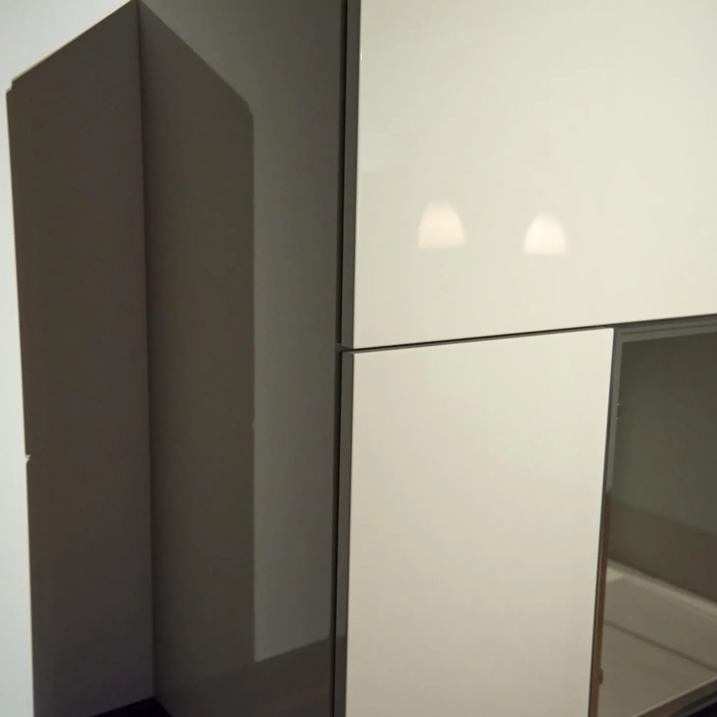 Wohnwand Lack Hochglanz Grau Räuchereiche Inklusive Beleuchtung