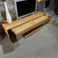 Wohnwand Lavaro Wildeiche Bianco Massiv Geölt Mit Sideboard Und Beleuchtung Ohne Fernseher