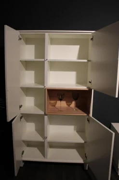 Wohnwand Lennon Lack Weiß Absetzung Kristallbuche