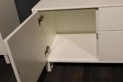 Wohnwand Lennon Lack Weiß Absetzung Kristallbuche