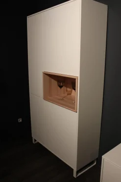 Wohnwand Lennon Lack Weiß Absetzung Kristallbuche