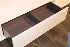 Wohnwand Lennon Lack Weiß Absetzung Kristallbuche