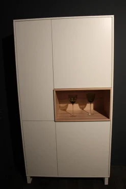 Wohnwand Lennon Lack Weiß Absetzung Kristallbuche