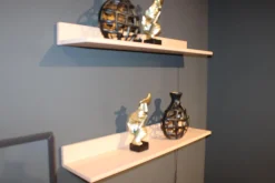 Wohnwand Lennon Lack Weiß Absetzung Kristallbuche