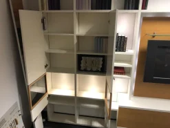 Wohnwand Leto Lack Weiß Wildeiche Furniert mit Beleuchtung