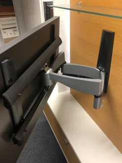 Wohnwand Leto Lack Weiß Wildeiche Furniert mit Beleuchtung