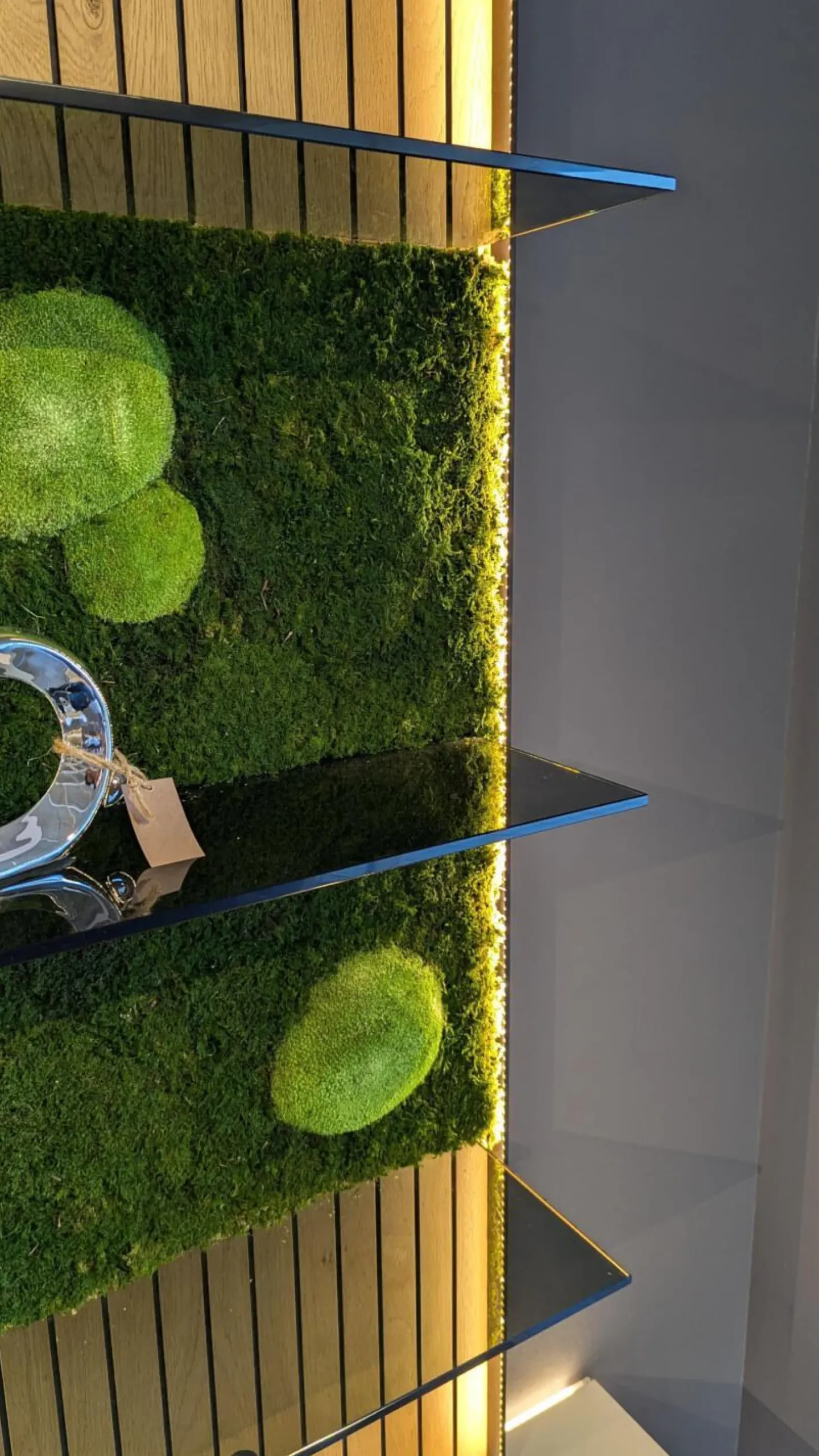 Wohnwand Linera Lack Seidenmatt Weiß Akzente Wildeiche Natur Mit LED Beleuchtung