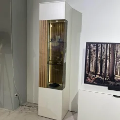 Wohnwand Linera Seidenmatt Weiß Wildeiche Natur Moos