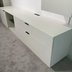 Wohnwand Linera Seidenmatt Weiß Wildeiche Natur Moos