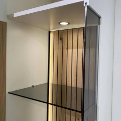 Wohnwand Linera Seidenmatt Weiß Wildeiche Natur Moos