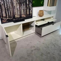 Wohnwand Linera Seidenmatt Weiß Wildeiche Natur Moos