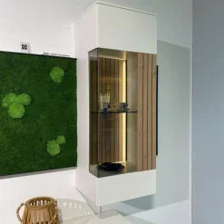 Wohnwand Linera Seidenmatt Weiß Wildeiche Natur Moos