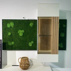 Wohnwand Linera Seidenmatt Weiß Wildeiche Natur Moos