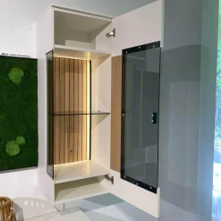 Wohnwand Linera Seidenmatt Weiß Wildeiche Natur Moos