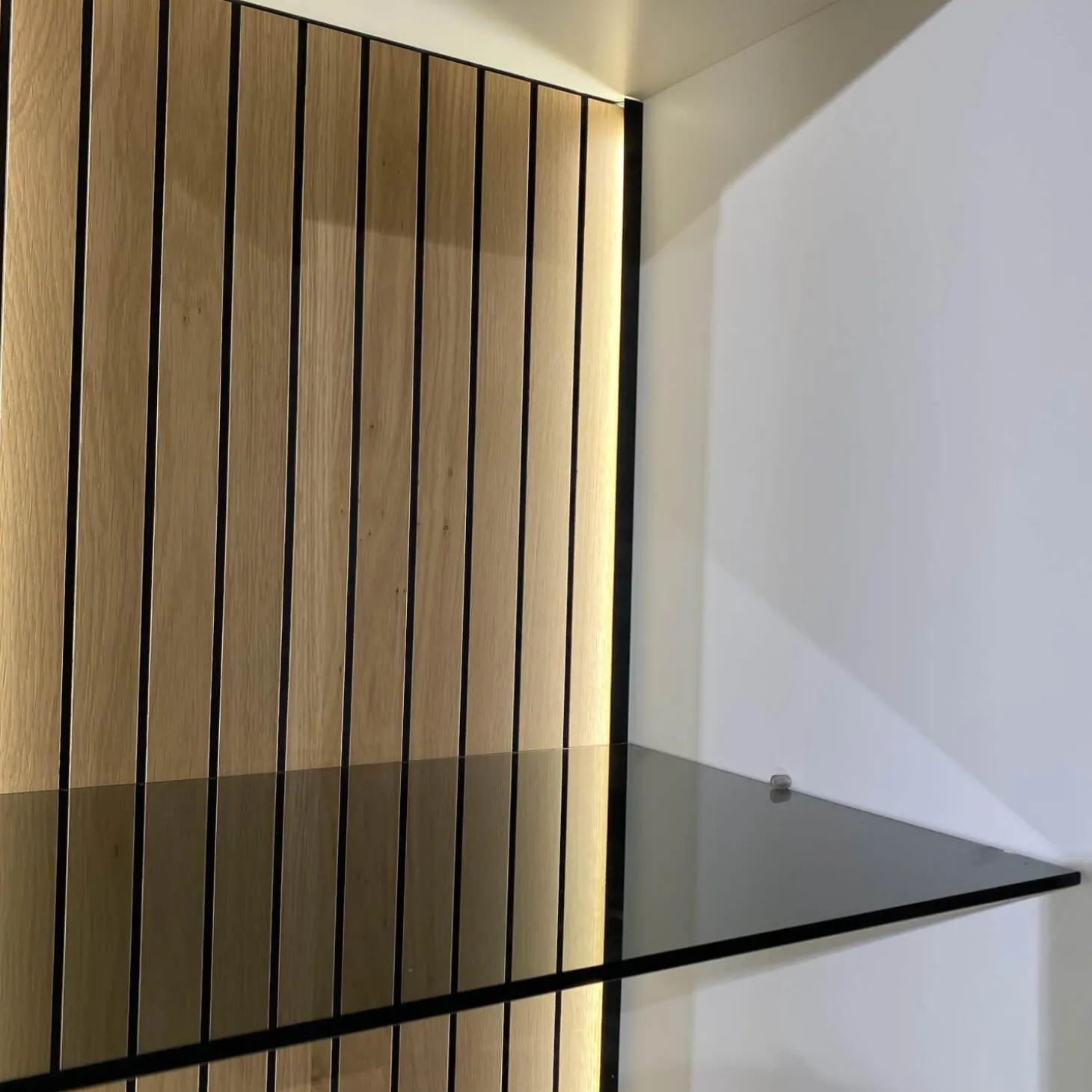 Wohnwand Linera Seidenmatt Weiß Wildeiche Natur Moos