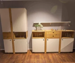 Wohnwand LS 043016 Albero Sideboard Vitrine Lack Weiß Matt Santanaeiche