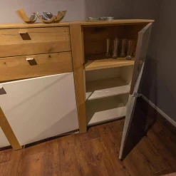 Wohnwand LS 043016 Albero Sideboard Vitrine Lack Weiß Matt Santanaeiche